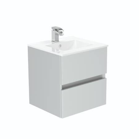 Newland 500mm Double Drawer Suspended Basin Unit With Ceramic Basin Pearl Grey
