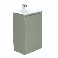 Newland 500mm Slimline Floorstanding Double Door Basin Unit With Ceramic Basin Sage Green