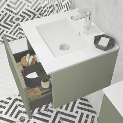 Newland 500mm Single Drawer Suspended Basin Unit With Ceramic Basin Sage Green