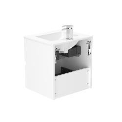Newland 500mm Double Drawer Suspended Basin Unit With Ceramic Basin White Gloss