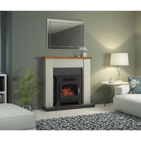 Be Modern 42” Ravensdale Electric Fireplace in Stone Finish with a Country Oak Top 150738