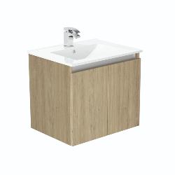 Newland 500mm Double Door Suspended Basin Unit With Ceramic Basin Natural Oak