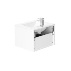 Newland 500mm Single Drawer Suspended Basin Unit With Ceramic Basin White Gloss