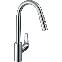 Hansgrohe focus kitchen tap with pull out spray and 150 swivel range